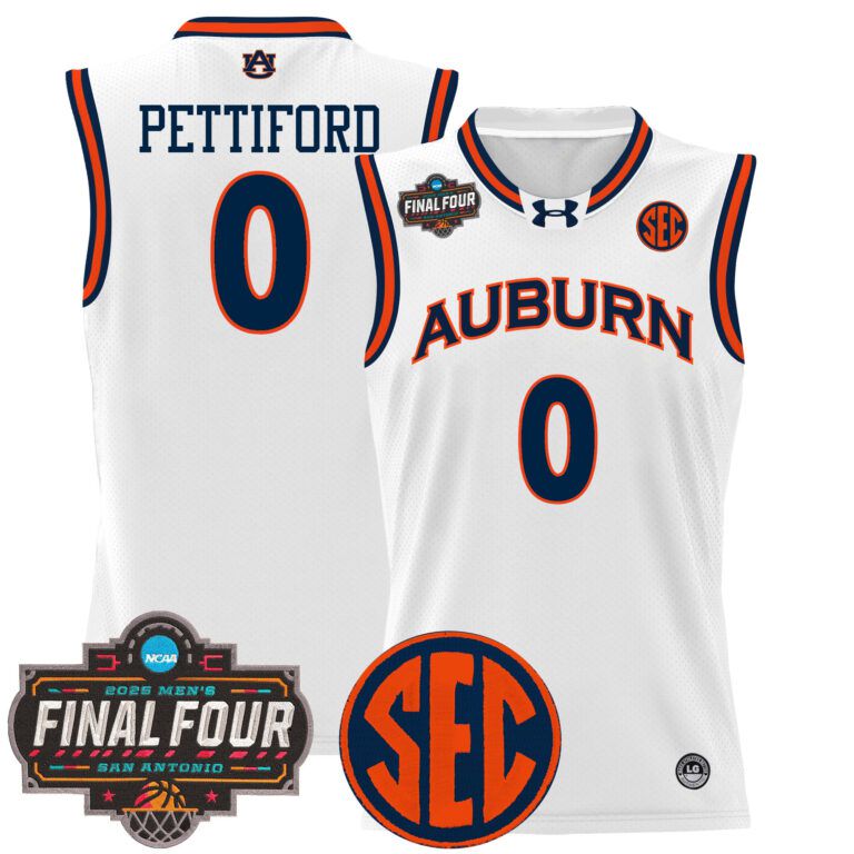 Men Auburn Tigers white Custom 2025 Final Four Patch Lightweight  NCAA Jersey->ncaa teams->NCAA Jersey